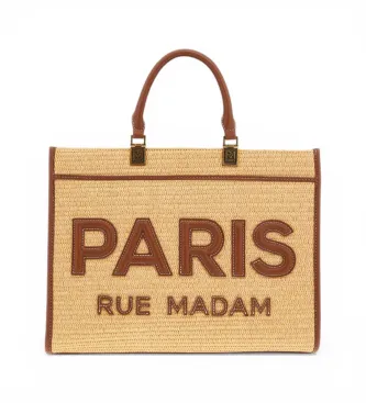 RUE MADAM PARIS för kvinnor. 1533 Iconique Tote Straw brun väska (OSFA), Casual, Polyuretan