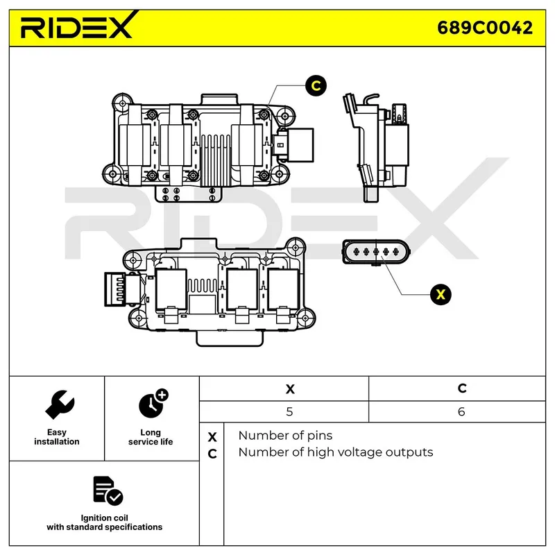 Tändspole RIDEX 689C0042