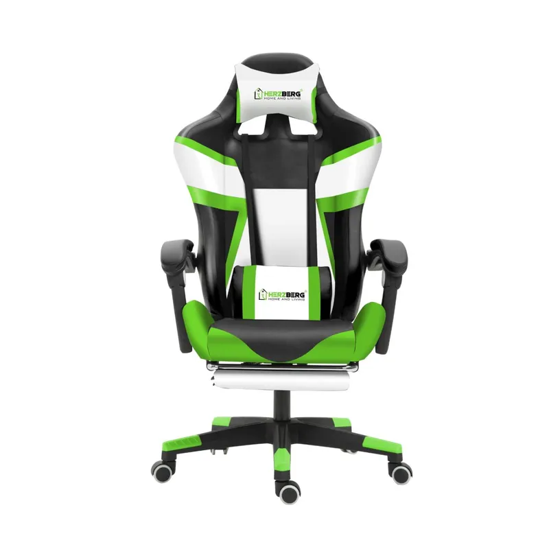 Herzberg HG-8082: Trefärgad spel- och kontorsstol med T-form Accent Green