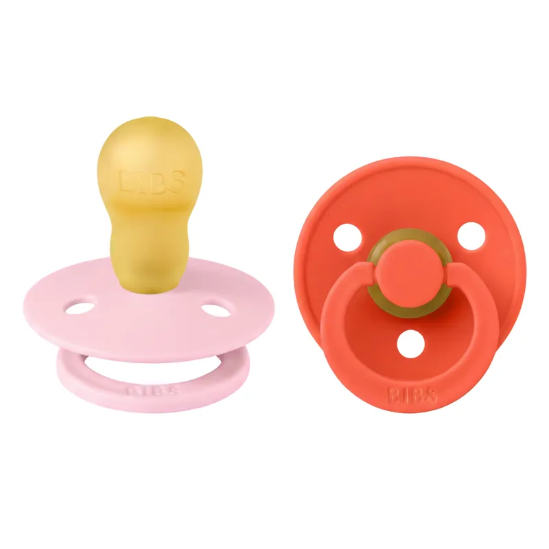 BIBS Colour Nappar - Stl. 3 - Rund - 2-pack - Baby Pink/Tango