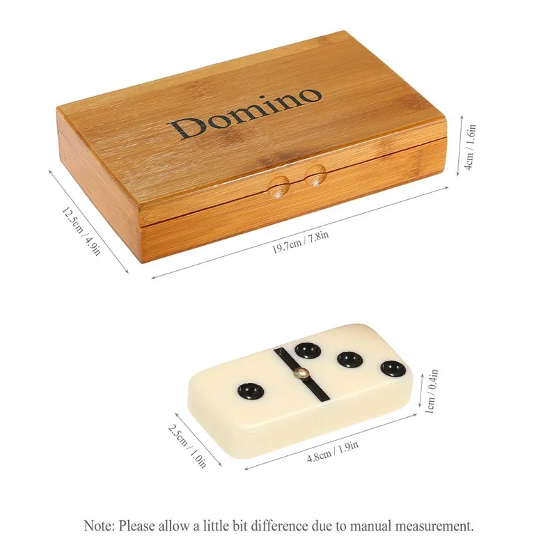 Double Six Dominoes Set Underhållning Rekreation Resespel Toy Black Dots Dominoes (#1390)
