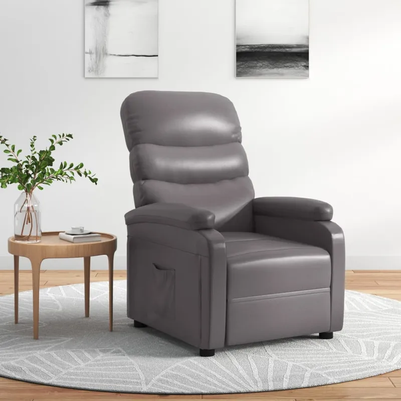 vidaXL Reclinerfåtölj grå konstläder (#9484)