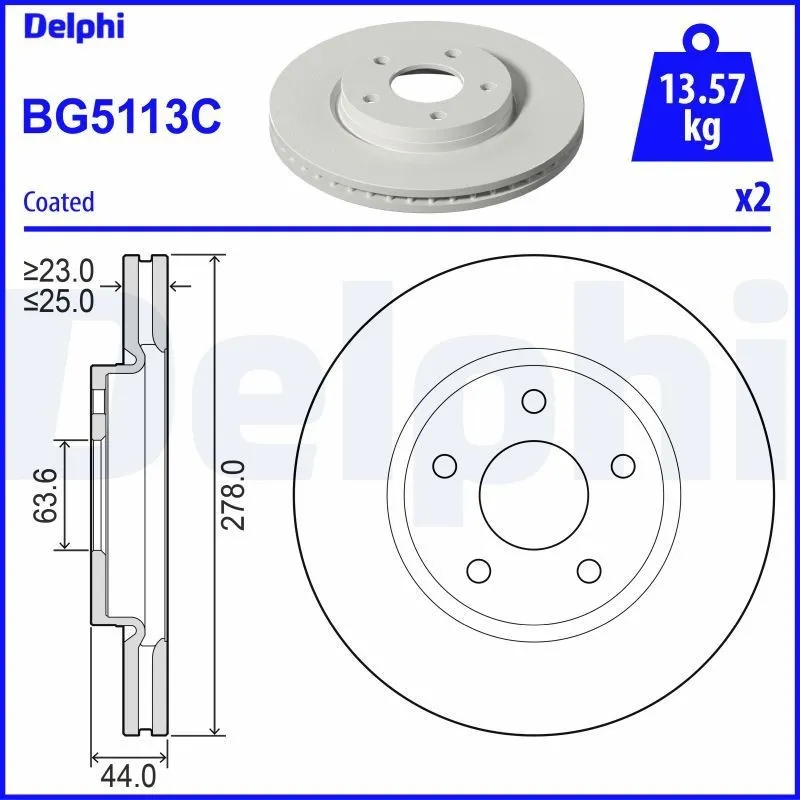 Bromsskiva DELPHI BG5113C