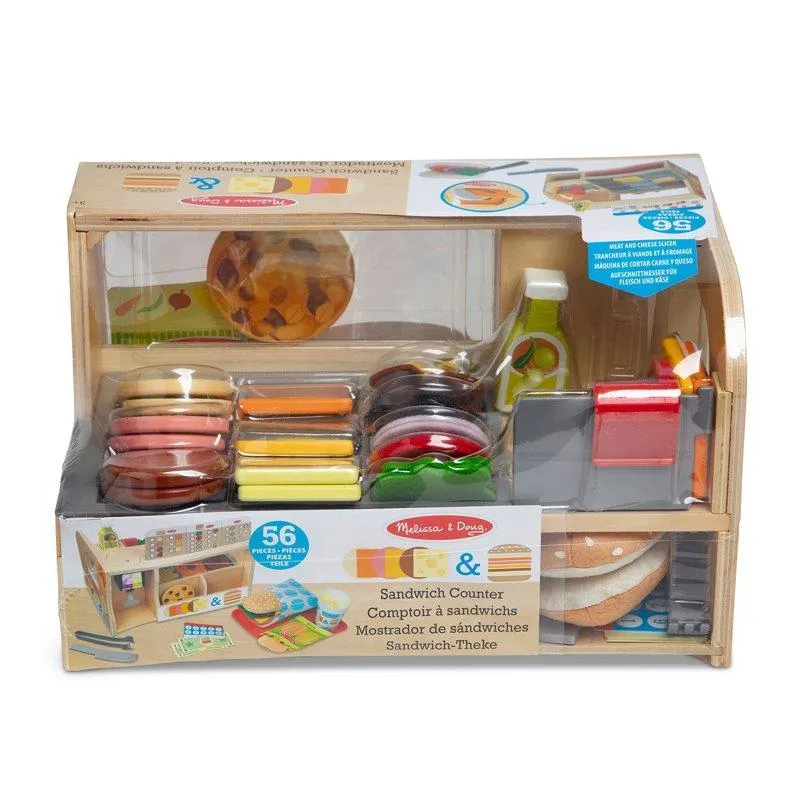 Melissa & Doug Wooden Playset Slice and Stack Sandwich Counter