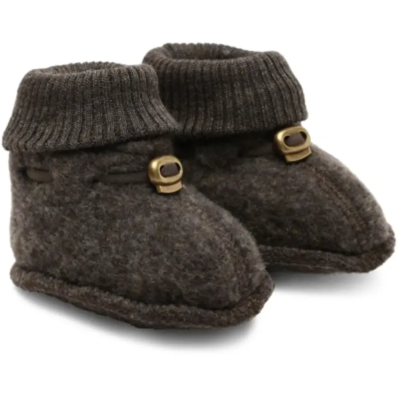 Baby Ulltofflor I Merinoull 86/92 Dark Brown