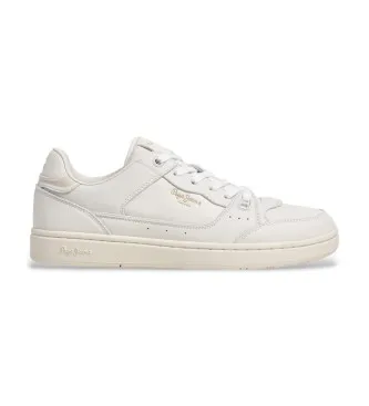 Pepe Jeans för män. PMS000040 Clay Club läder sneakers vit (44), Hud, Karta, Nyckelband, Casual