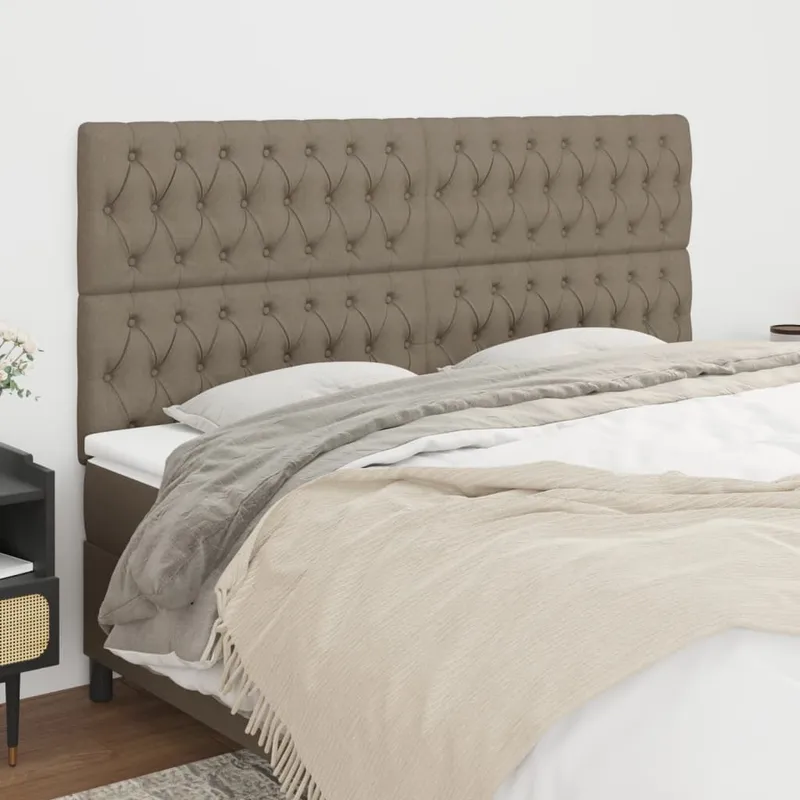 vidaXL Sänggavel taupe 180x7x118/128 cm tyg