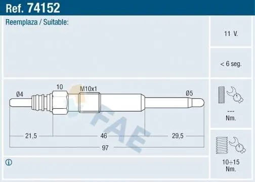 Glödstift FAE 74152