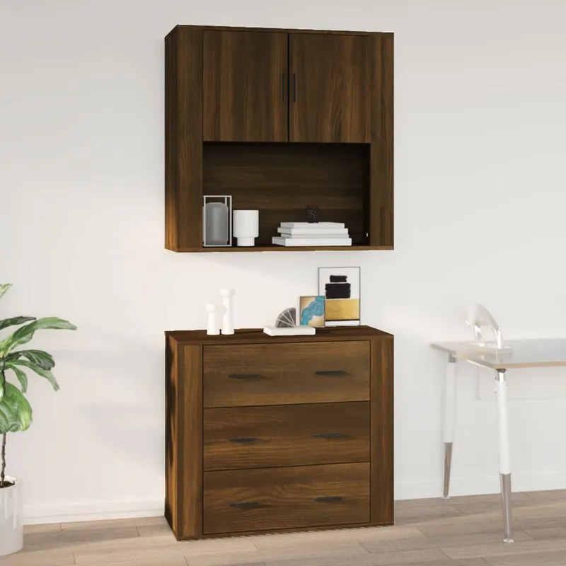vidaXL Väggskåp brun ek 80x33x80 cm konstruerat trä