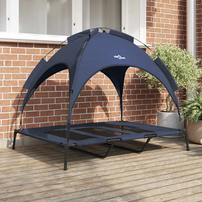 vidaXL Hundsäng Mörkblå 122 x 93 x 106,5 cm Stål