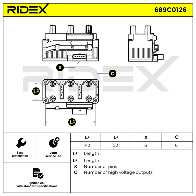 Tändspole RIDEX 689C0126