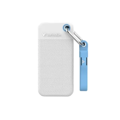Verbatim Extern hårddisk Pocket SSD 1TB USB-C 3.2 Gen 2 – Vit/Ljusblå