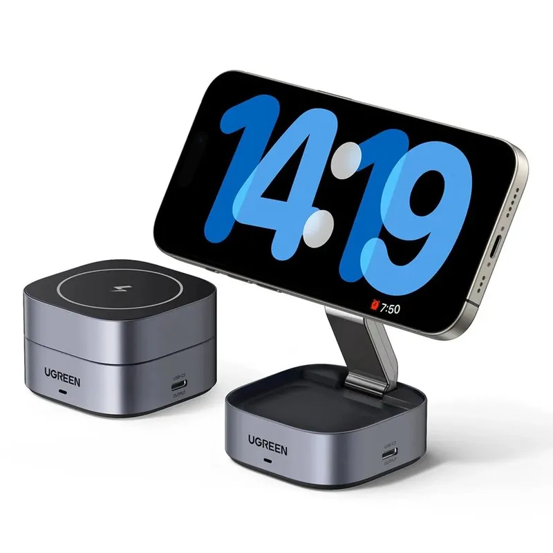 Ugreen 3-i-1 Trådlös Laddare - MagSafe/Qi till Telefon + Hörlurar - Svart
