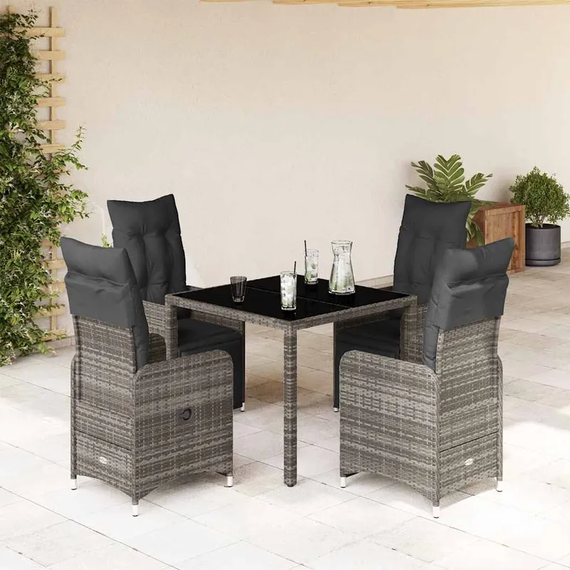 vidaXL Caféset med dynor 5 delar konstrotting grå (#8924)