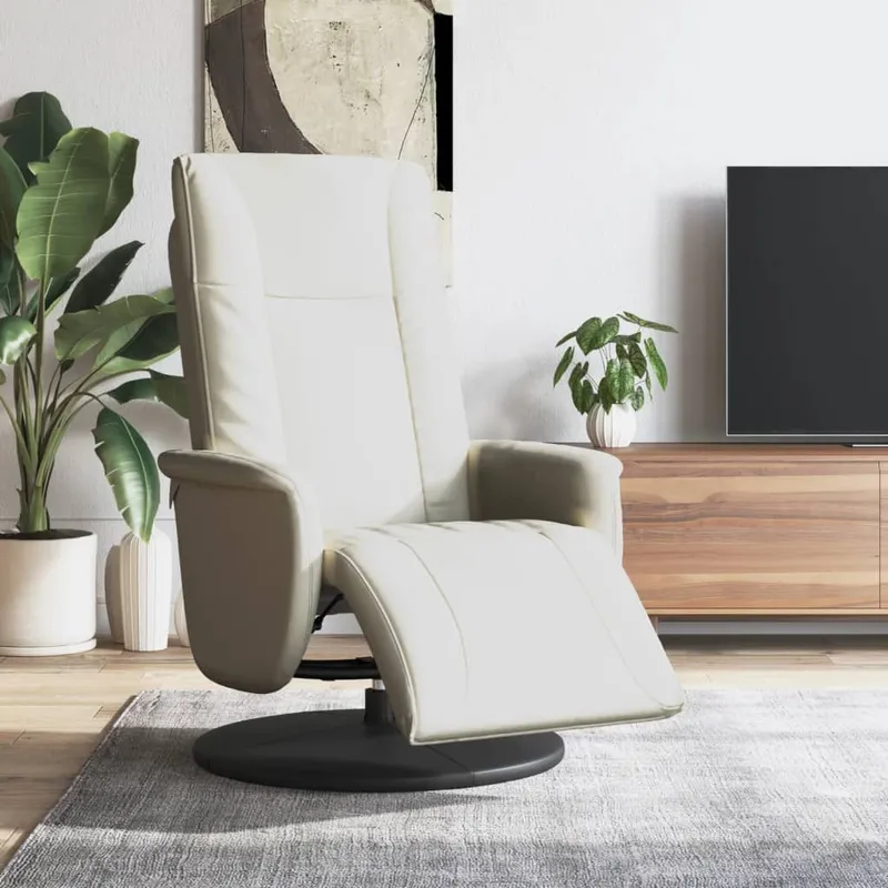 vidaXL Reclinerfåtölj med fotstöd gräddvit konstläder (#2872)