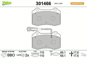 Bromsbelägg VALEO 301466