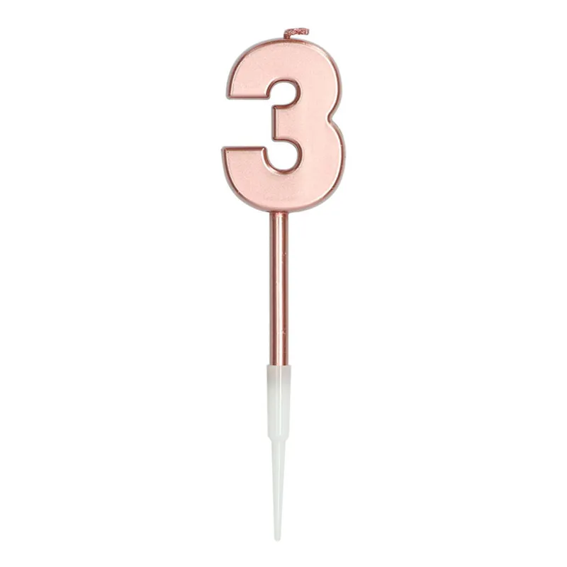 Tårtljus Roséguld Metallic - Siffra 3