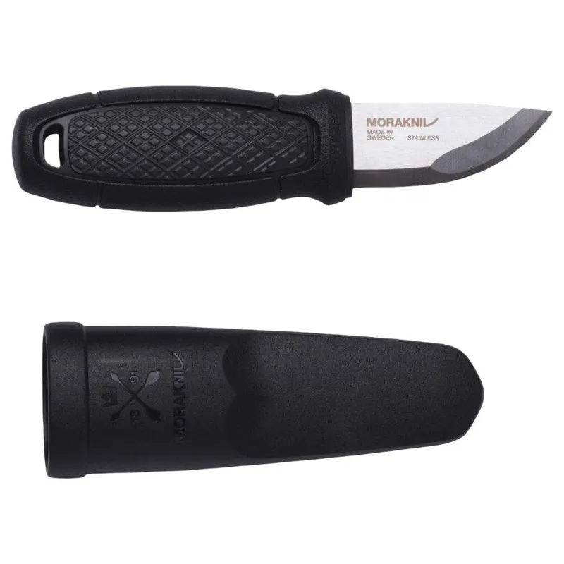Morakniv Eldris, Single, Jaktkniv, Drop point, Rostfritt stål, Termoplastisk elastomer (TPE), Svart