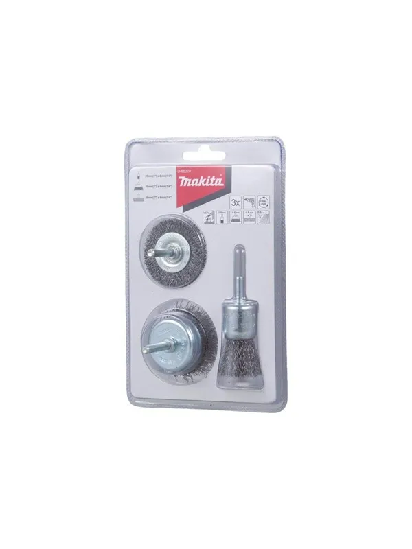 Makita Wire Brush Set - for steel paint rust coating - 3 pieces