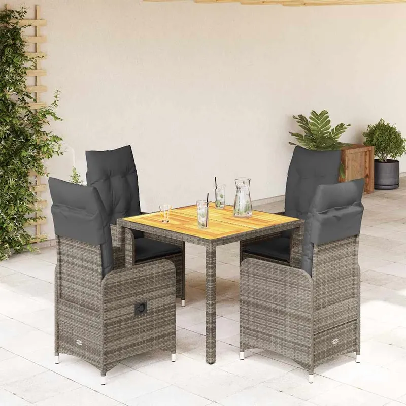 vidaXL Caféset med dynor 5 delar konstrotting grå (#7460)