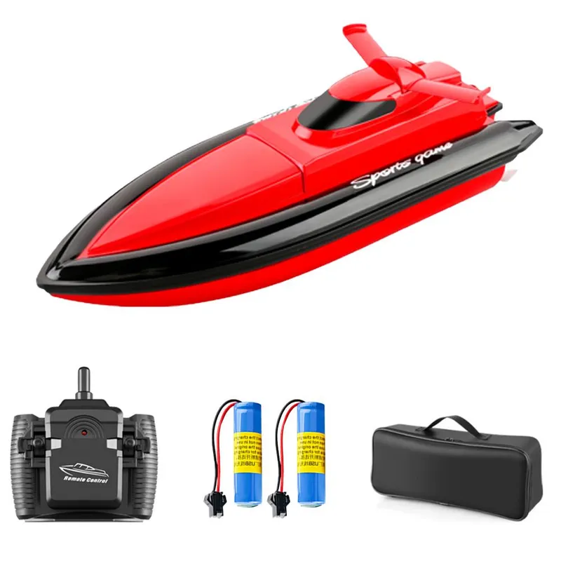 800 fjärrkontrollbåtar 2,4G 20km/h RC-båt RC-leksakspresent för barn Vuxna Pojkar Flickor med väska 3 red-2 battery