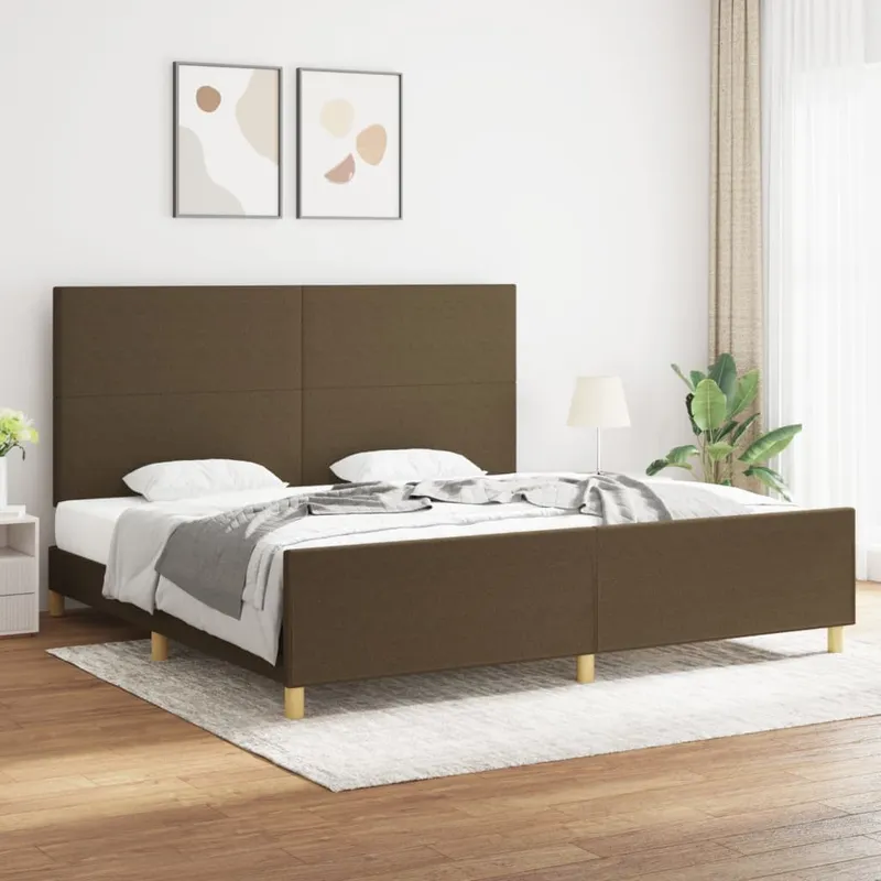 vidaXL Sängram utan madrass mörkbrun 200×200 cm tyg (#4283)