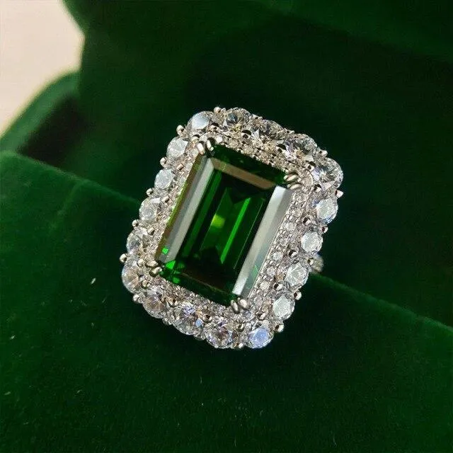 Luksuriøse S925 Sterlingsølv Diamantringer For Kvinner Bryllup Forlovelse AAAAA+ Zirkonring Smykkegave Damering 9