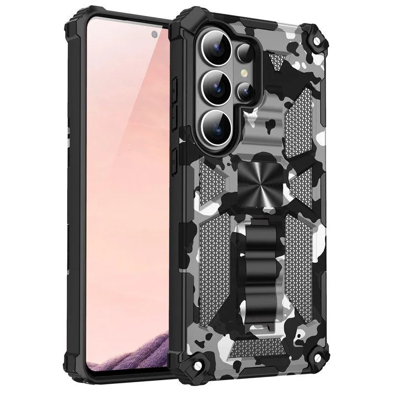 Mobilskal för Samsung Galaxy S26 Ultra Kickstand PC + TPU – Kamouflage Svart
