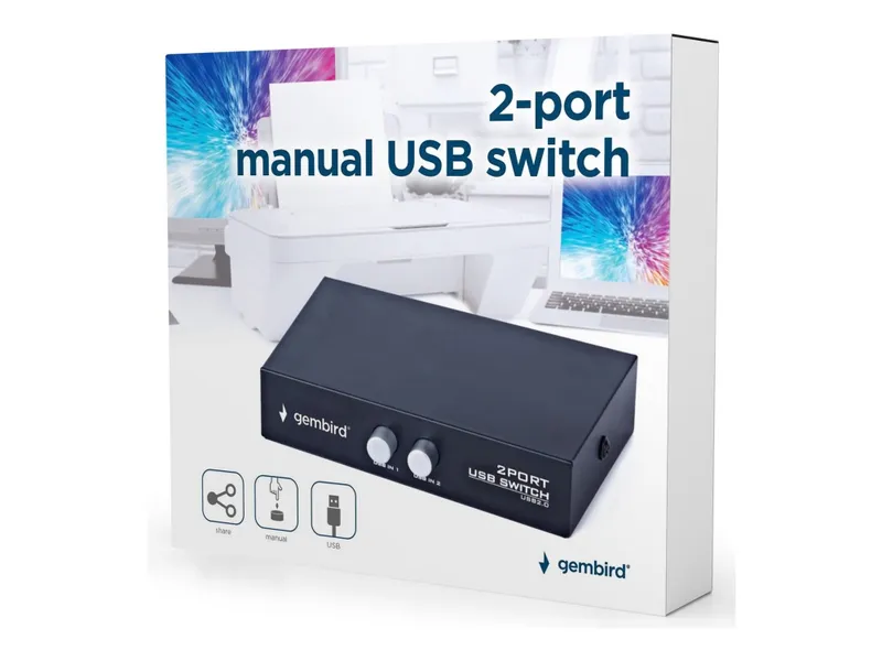 Gembird DSU-21 - USB peripheral sharing switch - 2 ports USB Hub - 2 porte