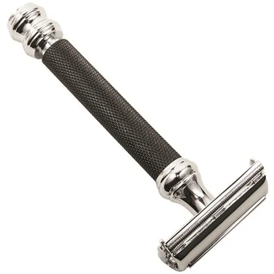 Parker Shaving 76R- Ultra Heavyweight Black & Chrome Handle Buterfly Open Safety Razor