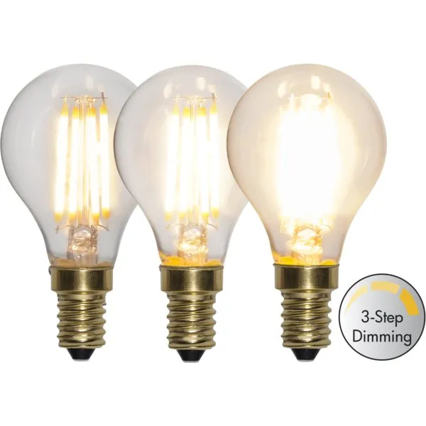 Klotlampa 3-stegs dimbar E14 LED 4W 2100K 400 lumen