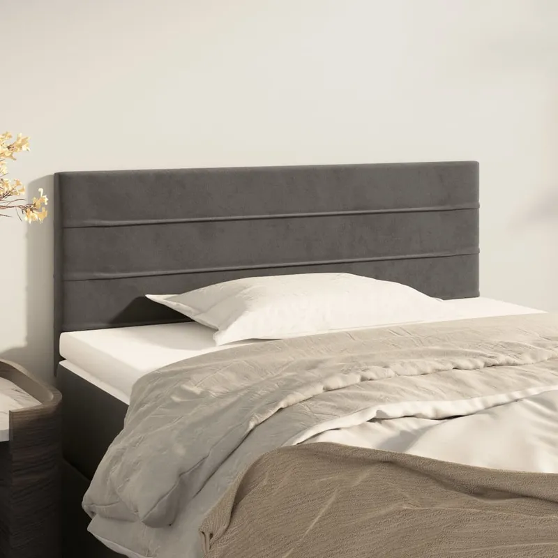 vidaXL Sänggavel mörkgrå 100x5x78/88 cm sammet (#9835)