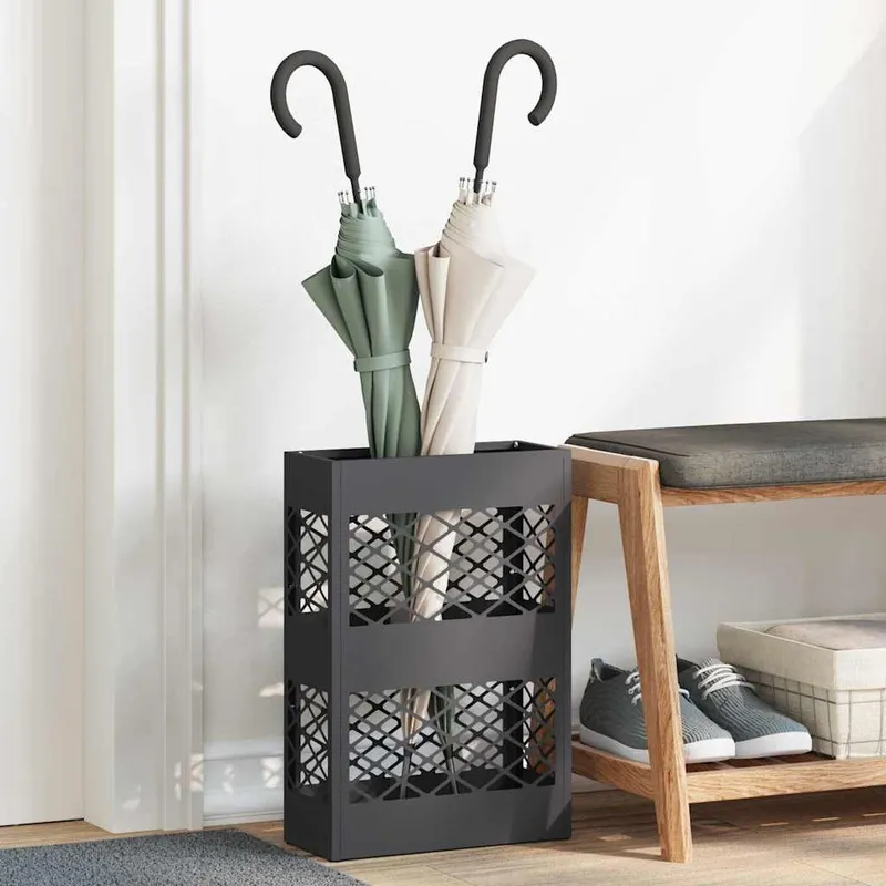 vidaXL Regn Paraplyställ Svart 28 x 12 x 41 cm Stål