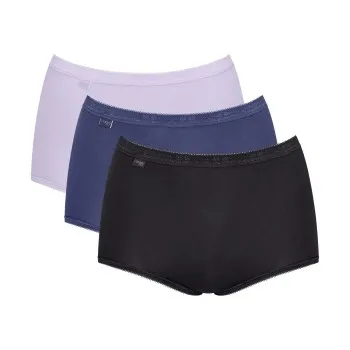 Sloggi Trosor 3P Basic Plus Maxi Colored Svart/Blå bomull 40 Dam