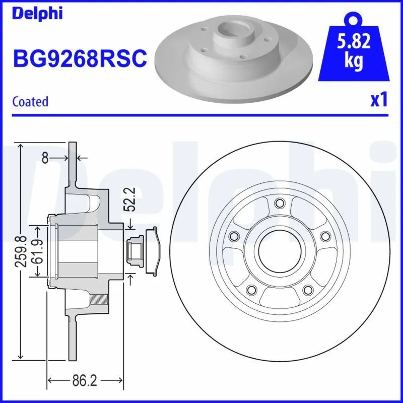 Bromsskiva DELPHI BG9268RSC