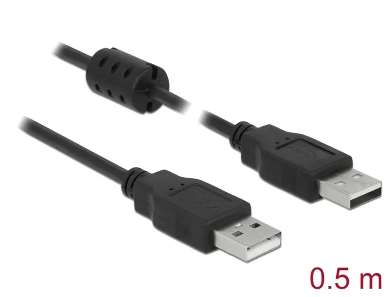 Delock USB-A 2.0-kabel hane till USB-A 2.0 hane 0,5m – Svart