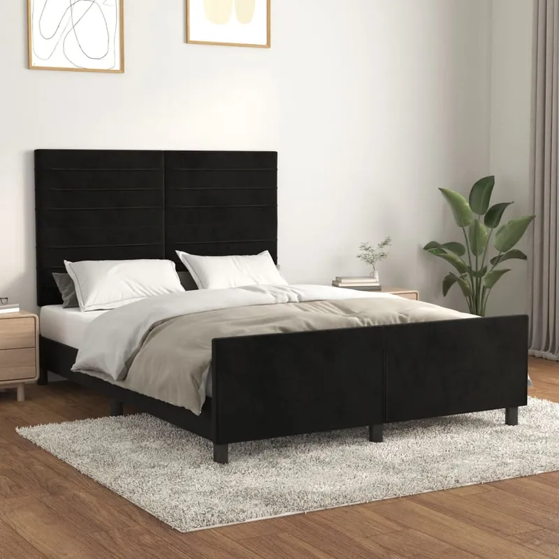 vidaXL Sängram utan madrass svart 140×190 cm sammet (#3056)