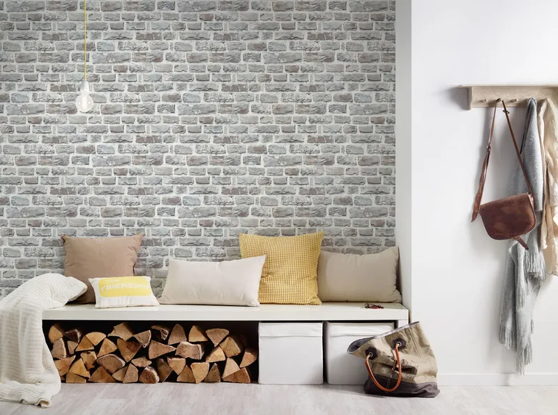Living Walls Best of Wood´n Stone III T1403 Tapet Vit/grå