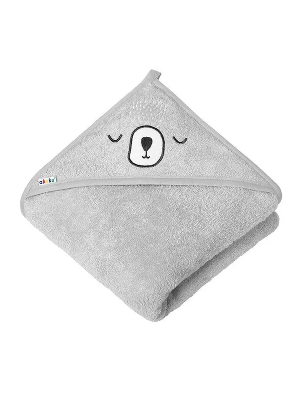 Akuku Baby hooded towel 100×100 cm / grey