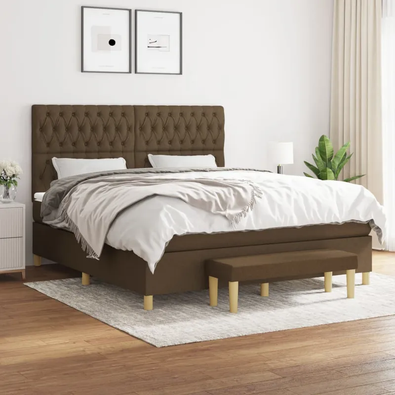 vidaXL Ramsäng med madrass mörkbrun 180×200 cm tyg (#4264)