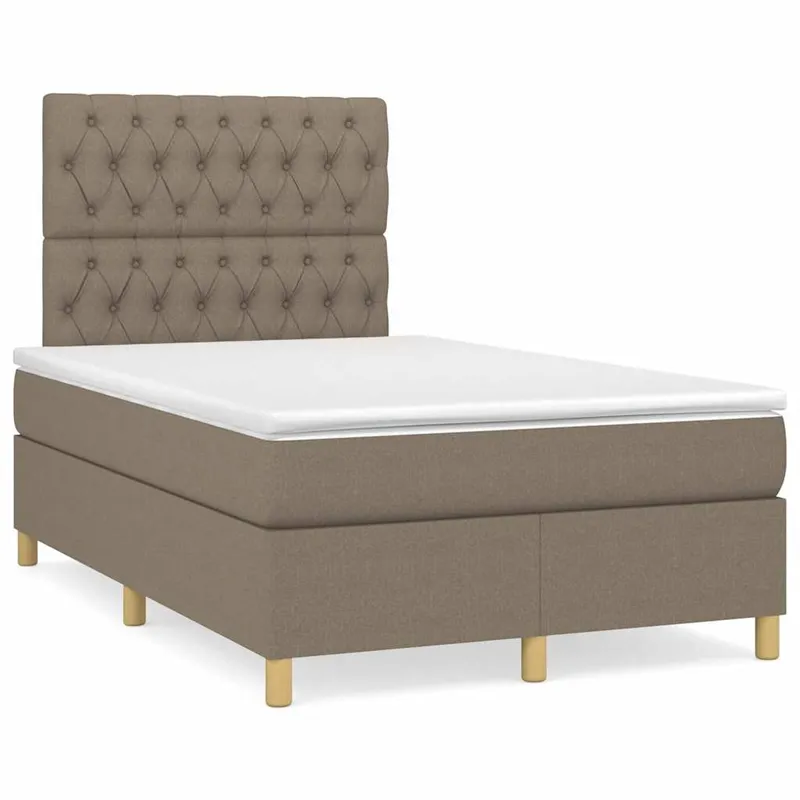 vidaXL Ramsäng med madrass & LED taupe 120×190 cm tyg (#1585)
