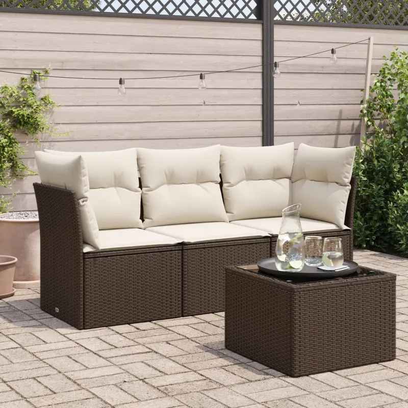 Vidaxl 4-sits Uteset, Dynor, Brun Rotting PE