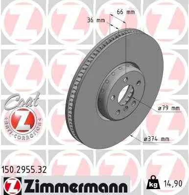 Bromsskiva ZIMMERMANN 150.2955.32