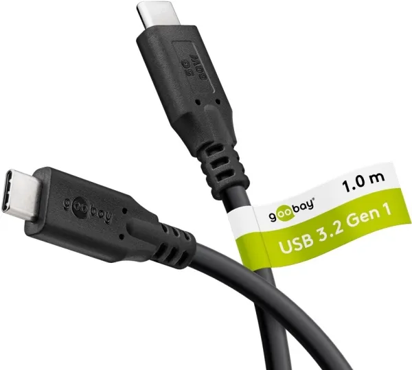 Goobay USB-C™-kabel, USB 3.2, 60 W, 5 Gbit/s, Power Delivery, 1 m USB-C™-kontakt > USB-C™-kontakt