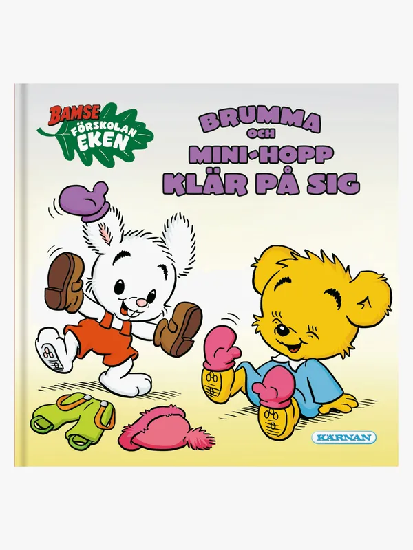 Brumma och Mini-Hopp klär på sig