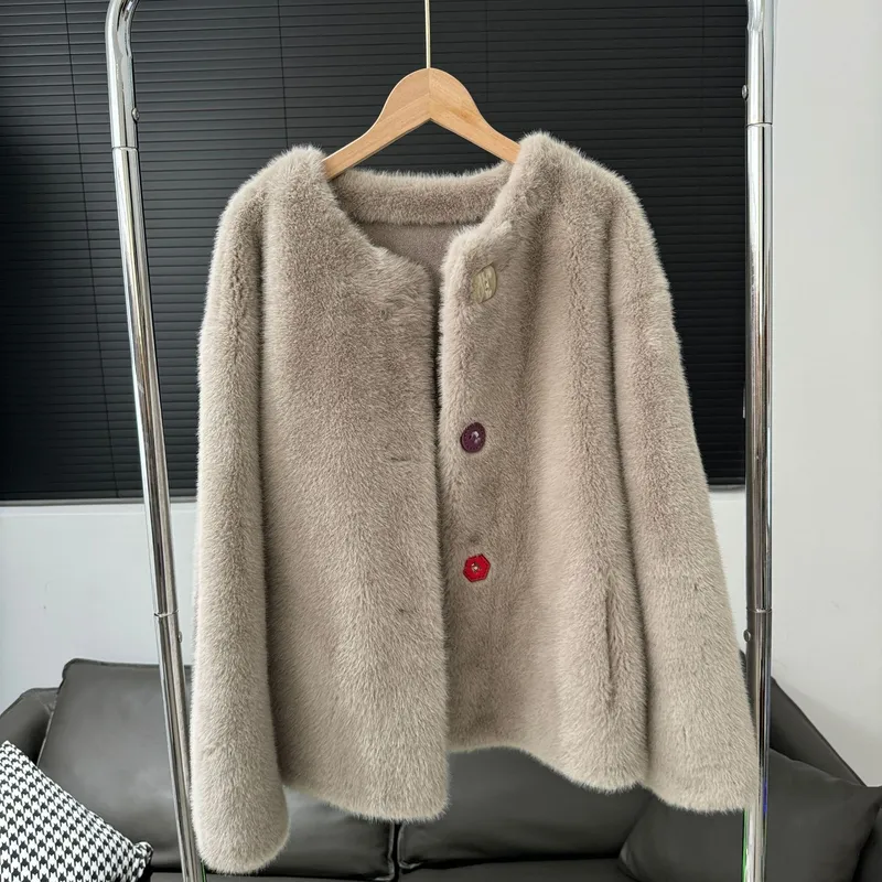 Ny miljøvennlig pelsfrakk Pels Medium og Lang Pelsfrakk Dame one size fits all