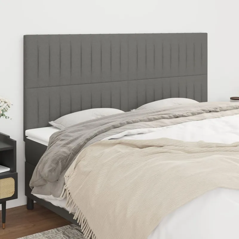 vidaXL Sänggavel mörkgrå 160x5x118/128 cm tyg (#4417)