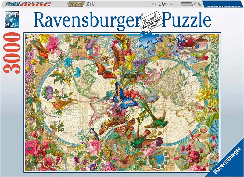 Flora & Fauna World Map Pussel 3000 bitar Ravensburger