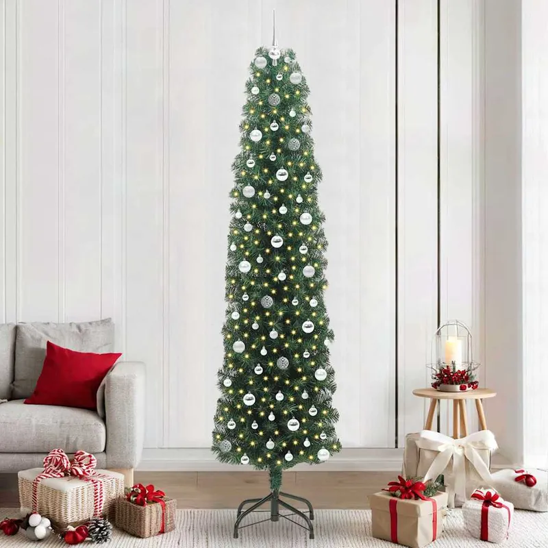 vidaXL Konstgjord julgran Grön 240 cm PVC och stål och plast (#9346)