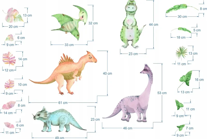 Väggdekal - Dinosaurier och löv / 02